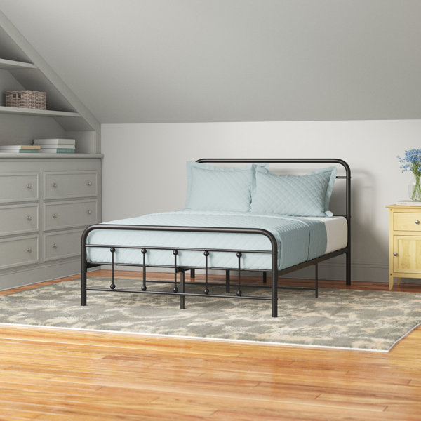 Andover Mills™ Ashburton Metal Bed Frame with Modernism Headboard, Multiple Size and Color